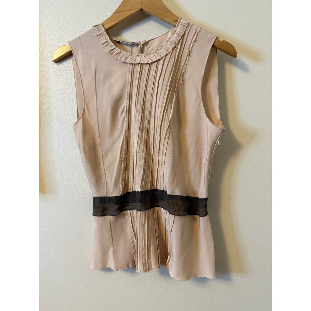 Prada Womens Opaline Satin 2 Piece Set Skirt Sleeveless Size 40 Made In Italy Bl - Picture 12 of 16